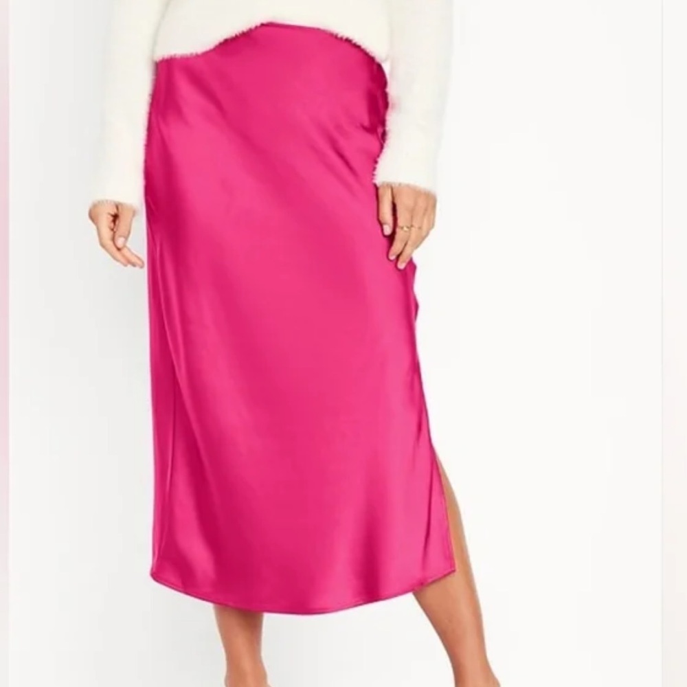 NWT Old Navy High-Waisted Satin Midi Slip Skirt, Large